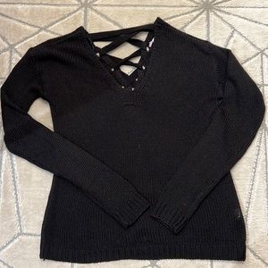 Francesca’s Black Braided back Sweater Size Medium Sexy Back Sweater